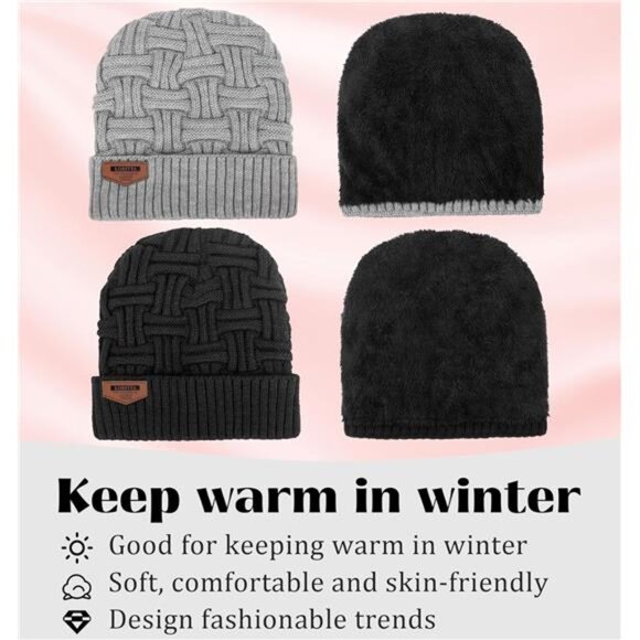 Men's Winter Hat Warm Knitted Thick Baggy Slouchy Beanie Skull Cap - Picture 3 of 5